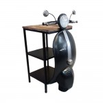 MINI VESPA SIDE TABLE ΜΕ ΡΑΦΙΑ ΜΑΥΡΟ ΑΣΗΜΙ ΦΥΣΙΚΟ 61x45xH88cm c476468