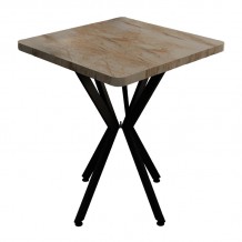 Τραπέζι Prestone pakoworld λευκό μαρμάρου μελαμίνης-μαύρο μέταλλο 70x70x75εκ c476720