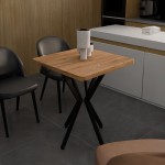 Τραπέζι Prestone pakoworld oak μελαμίνης μαύρο μέταλλο 70x70x75εκ c476737