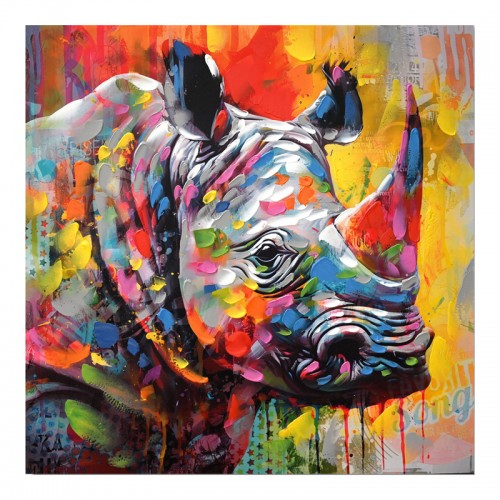 Πίνακας σε καμβά Rhinocery Inart 80x3x80εκ c477022