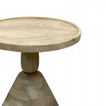 Βοηθητικό τραπέζι Spello Inart white wash φυσικό μασίφ mango ξύλο Φ38x46εκ c477088
