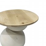 Βοηθητικό τραπέζι Sedra Inart white wash φυσικό μασίφ mango ξύλο Φ38x44εκ c477093