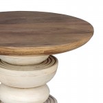 Τραπέζι σαλονιού Gerardo Inart white wash φυσικό μασίφ ξύλο ακακίας Φ55x55εκ c477103