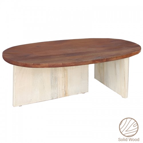 Τραπέζι σαλονιού Simplicity Inart white wash φυσικό μασίφ ξύλο ακακίας 110x60x40εκ c477104
