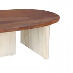 Τραπέζι σαλονιού Simplicity Inart white wash φυσικό μασίφ ξύλο ακακίας 110x60x40εκ c477104