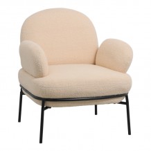 Πολυθρόνα Jaycob pakoworld μπουκλέ καφέ ταμπά-πόδι μαύρο μέταλλο 74x71x83εκ c477108