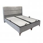 Κρεβάτι διπλό Serene pakoworld με αποθηκευτικό χώρο κρεμ ύφασμα 160x200εκ c477260