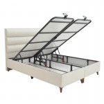 Κρεβάτι διπλό Luxe pakoworld με αποθηκευτικό χώρο κρεμ ύφασμα 160x200εκ c477267