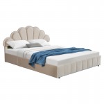 Κρεβάτι διπλό Wardie pakoworld βελούδο μπεζ με αποθηκευτικό χώρο 160x200εκ c477421