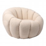 Πολυθρόνα Yannick pakoworld μπουκλέ ύφασμα λευκό 92x92x60εκ c477442