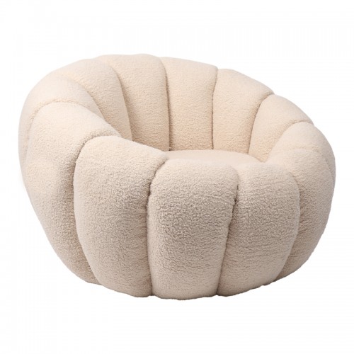 Πολυθρόνα Yannick pakoworld μπουκλέ ύφασμα λευκό 92x92x60εκ c477442