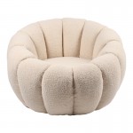 Πολυθρόνα Yannick pakoworld μπουκλέ ύφασμα λευκό 92x92x60εκ c477442