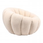 Πολυθρόνα Yannick pakoworld μπουκλέ ύφασμα λευκό 92x92x60εκ c477442