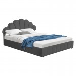 Κρεβάτι διπλό Wardie pakoworld βελούδο ανθρακί με αποθηκευτικό χώρο 160x200εκ c477458