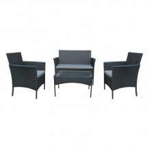 Σαλόνι κήπου Calmness pakoworld σετ 4τμχ rattan μαύρο-ύφασμα γκρι c477797 Σαλόνι κήπου Calmness pakoworld σετ 4τμχ rattan μαύρο-ύφασμα γκρι c477797