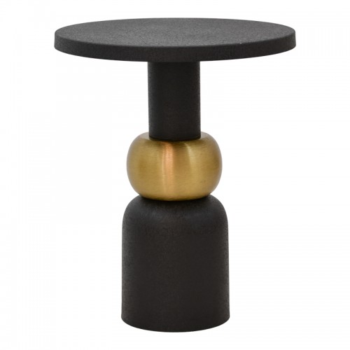 Βοηθητικό τραπέζι Enville Inart μαύρο χρυσό μέταλλο Φ51x62 5εκ c477875