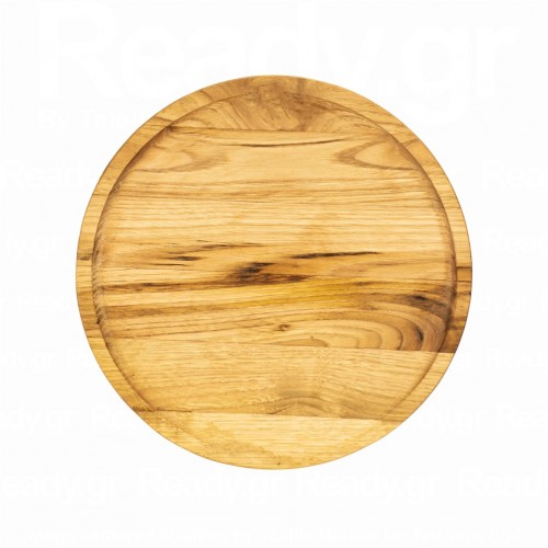 Ξύλινο σκαμμένο πλατό σερβιρίσματος από ξύλο Καστανιάς στρογγυλό φ30xΥ1 9cm c477934