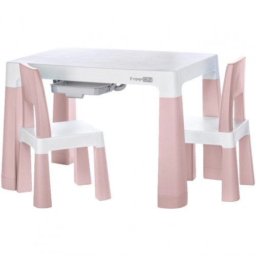 ΣΕΤ Παιδικό τραπεζάκι 78x50xΥ54cm πλαστικό με 2 καρέκλες ροζ λευκό FreeOn c477944