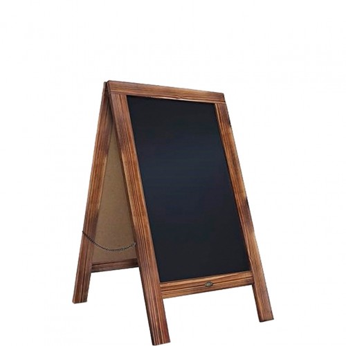 Ξύλινος Πίνακας υγρής κιμωλίας διπλής όψης 50x76cm σκούρο καφέ c477977