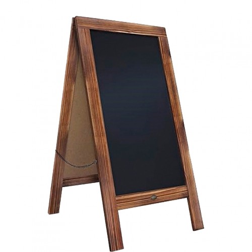 Ξύλινος Πίνακας υγρής κιμωλίας διπλής όψης 60x122cm σκούρο καφέ c477979