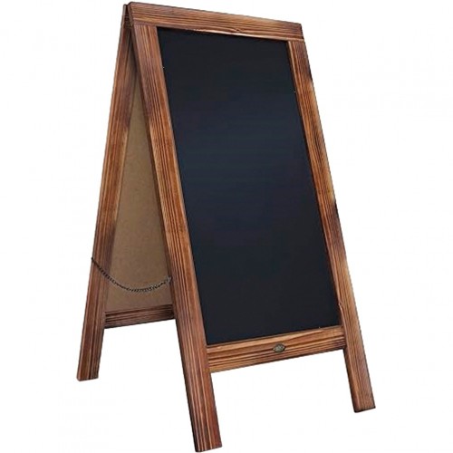 Ξύλινος Πίνακας υγρής κιμωλίας διπλής όψης 69x145cm σκούρο καφέ c477980