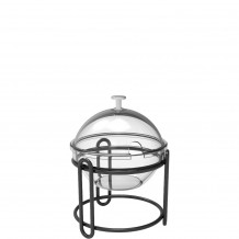 SQUILLO ΜΕΤΑΛΛΙΚΟ BUFFET STAND ΜΕ ΓΥΑΛΙΝΟ ΜΠΩΛ amp ΚΑΛΥΜΜΑ PLEXI Φ14X10H ΜΑΥΡΟ ΜΑΤ c478068