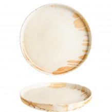 Πιάτο πορσελάνης ρηχό 28cm με κάθετο ακανόνιστο Rim σειρά Solis Bonna Σετ 4 c478162