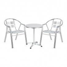 Tραπεζαρία Zircu Lazo pakoworld σετ 3τεμ χρωμίου αλουμίνιο Φ60x70εκ c478732