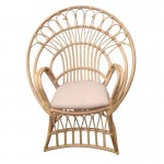 Πολυθρόνα Boloni Inart με μπεζ μαξιλάρι-φυσικό rattan 100x67x120εκ c478776