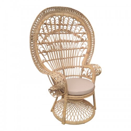 Πολυθρόνα Dorothy Inart με μπεζ μαξιλάρι φυσικό rattan 115x57x150εκ c478780