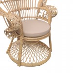 Πολυθρόνα Dorothy Inart με μπεζ μαξιλάρι φυσικό rattan 115x57x150εκ c478780