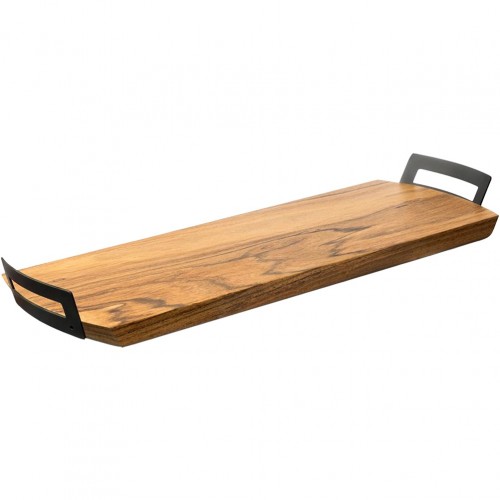 Wooden presentation tray φ32cm with 2 metal handles on the side Life Abert Series c478961