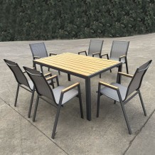 VIRNA Set Τραπεζαρία Τραπέζι 6 Πολυθρόνες Μέταλλο Βαφή Ανθρακί Polywood Φυσικό c479113 VIRNA Set Τραπεζαρία Τραπέζι 6 Πολυθρόνες Μέταλλο Βαφή Ανθρακί Polywood Φυσικό c479113