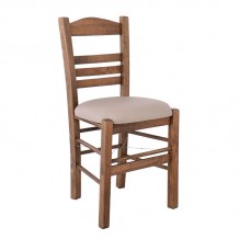 ΣΙΦΝΟΣ Καρέκλα Οξιά Βαφή Εμποτισμού Καρυδί Κάθισμα Pu Cappuccino c479188