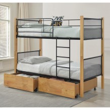 NET Κρεβάτι Κουκέτα Ξύλο Φυσικό Μέταλλο Βαφή Μαύρο με 2 Συρτάρια c479257 NET Κρεβάτι Κουκέτα Ξύλο Φυσικό Μέταλλο Βαφή Μαύρο με 2 Συρτάρια c479257