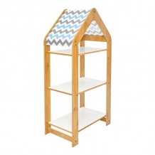 Ραφιέρα Montessori Zoilen I pakoworld λευκό φυσικό-μπλε mdf 50x30x100εκ c479299