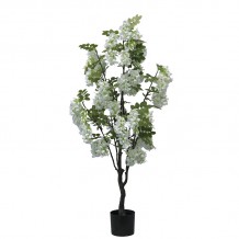 Διακοσμητικό φυτό Bean flowers σε γλάστρα Inart λευκό pp Υ125εκ c479392