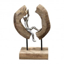 Επιτραπέζιο διακοσμητικό Vualo Inart φυσικό μάνγκο ξύλο αλουμίνιο 18x10x26εκ c479504