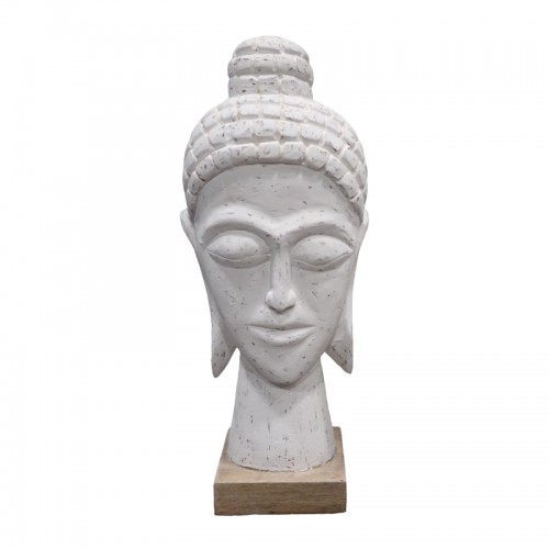 Προτομή κεφαλή βούδα Wevi Inart λευκό μάνγκο ξύλο 17x11 5x41εκ c479512