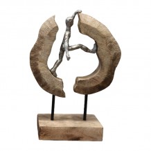 Επιτραπέζιο διακοσμητικό Caren Inart φυσικό μάνγκο ξύλο-αλουμίνιο 19x10x29εκ c479527