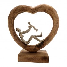 Επιτραπέζιο διακοσμητικό καρδιά Loisir Inart φυσικό μάνγκο ξύλο-αλουμίνιο 28 5x9x30εκ c479543