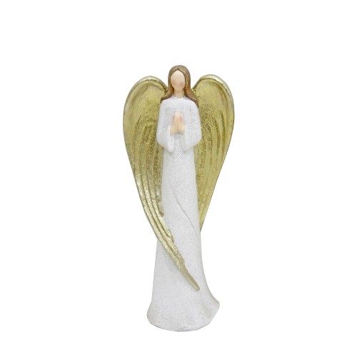 XMAS ANGEL FAITH A ΑΓΓΕΛΟΣ POLYRESIN ΛΕΥΚΟ ΧΡΥΣΟ 31x20xH77cm c479906