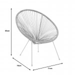 Πολυθρόνα κήπου Acapulco pakoworld λευκό μέταλλο - pe rattan σε φυσική απόχρωση 71x76x85εκ c479994