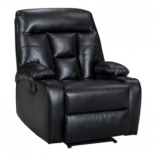 Πολυθρόνα relax με μηχανισμό massage Terpsi pakoworld μαύρο PU 80x94x102εκ c479998