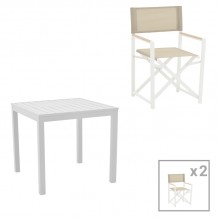 Τραπεζαρία Kliton - Mabu σετ 3τεμ pakoworld αλουμίνιο σε λευκή απόχρωση 80x80x74εκ c480032