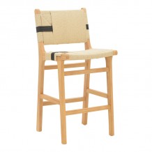 Σκαμπό μπαρ Julien pakoworld rubberwood φυσικό-έδρα φυσικό-μαύρο σχοινί 45x46x95εκ c480200