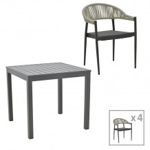 Τραπεζαρία Kliton- Elation σετ 5τεμ pakoworld αλουμίνιο σε ανθρακί απόχρωση 80x80x74εκ c480291