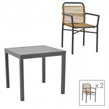 Τραπεζαρία Kliton-Clutch σετ 3τεμ pakoworld αλουμίνιο σε ανθρακί απόχρωση 80x80x74εκ c480310