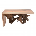 Τραπέζι σαλονιού Cardi Inart καρυδί teak ξύλο 110x60x50εκ c480423