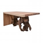 Τραπέζι σαλονιού Cardi Inart καρυδί teak ξύλο 110x60x50εκ c480423